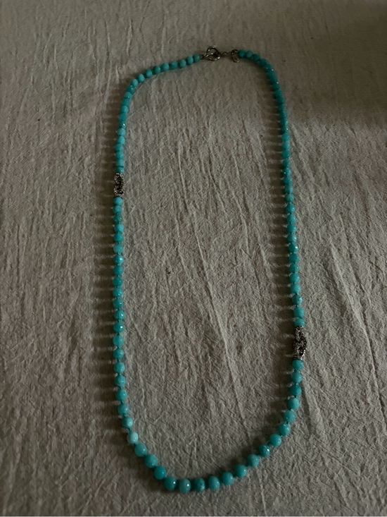 Jewelry - Turquoise Beaded Necklace with Crystal Accents - Women Jewelry 19”
